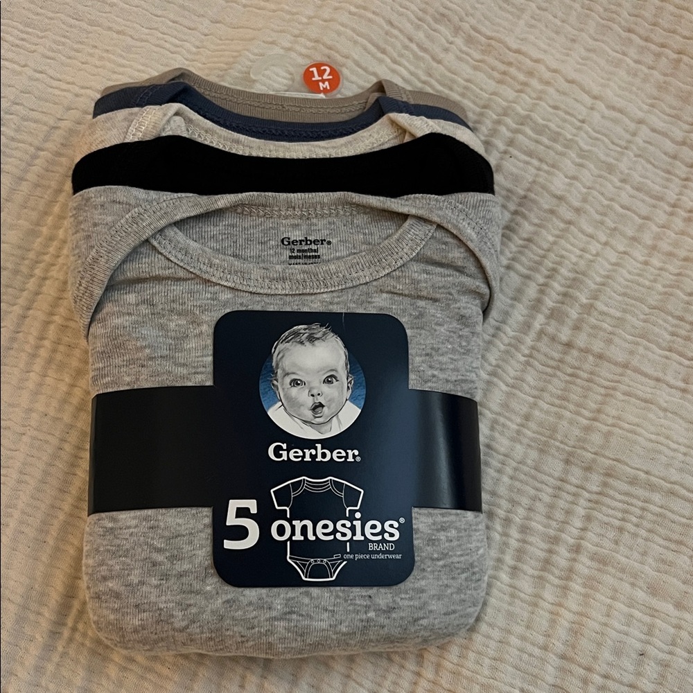 Gerber 5-Pack Gray and Blue Onesies